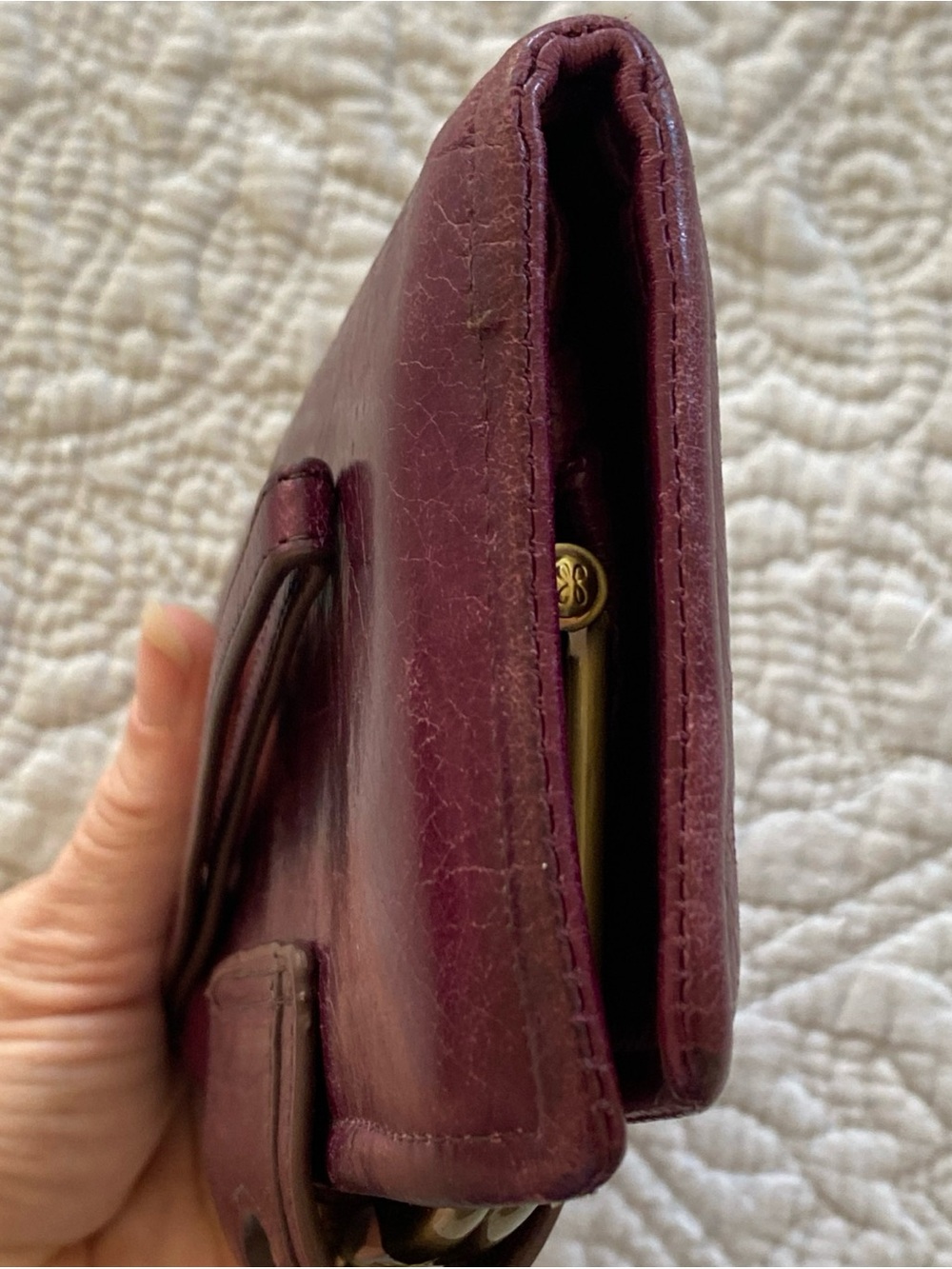 HOBO Nova Plum Purple Leather Wristlet Clutch with Gold-Tone Frame - Picture 7 of 16